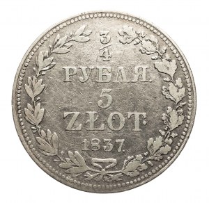 Zabór rosyjski, Mikołaj I (1825-1855), 3/4 rubla / 5 złotych 1837 MW, Warszawa