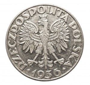 Polsko, Druhá republika (1918-1939), 5 zlotých 1936, plachetnice, Varšava