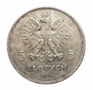 Polsko, Druhá republika (1918-1939), 5 zlatých 1928 b.zn.m., Nike, Brusel (1)
