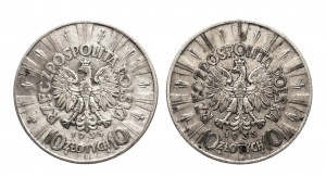 Polska, II Rzeczpospolita (1918-1939), zestaw: 10 złotych 1935, Piłsudski, Warszawa - 2 sztuki