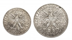 Poľsko, Druhá republika (1918-1939), súbor: 10 zlatých 1932, 5 zlatých 1934, Varšava