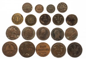 Set of copper coins of the 18th-19th centuries. - Sweden, Austria et al. - 19 pcs.