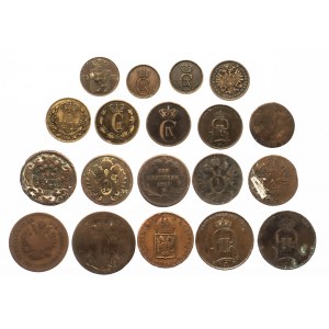 Set di monete in rame del XVIII-XIX sec. - Svezia, Austria e altri. - 19 pezzi.