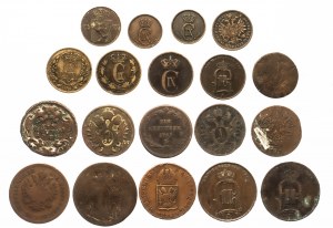 Sada měděných mincí 18.-19. stol. - Švédsko, Rakousko a další. - 19 ks.