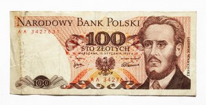 Polsko, PRL (1944-1989), 100 ZŁOTYCH 17.05.1975, série AA