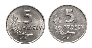 Polska, PRL (1944-1989), zestaw 2x5 groszy