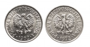 Pologne, République populaire de Pologne (1944-1989), ensemble de 2x5 groszy