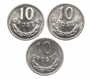 Polska, PRL (1944-1989), zestaw 3x10 groszy