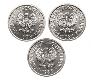 Polska, PRL (1944-1989), zestaw 3x10 groszy