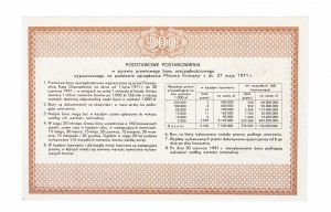 PRL, PKO, Bonus savings voucher for 500 zloty 1971.