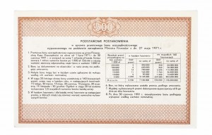 PRL, PKO, Buono di risparmio per 500 PLN 1971.