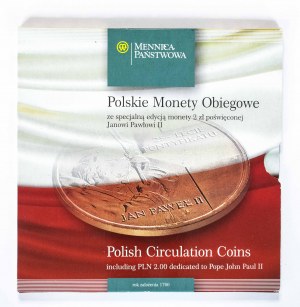 Polska, Rzeczpospolita od 1989 roku, oficjalny zestaw monet obiegowych Mennicy Państwowej, w tym 2 i 5 złotych 1994
