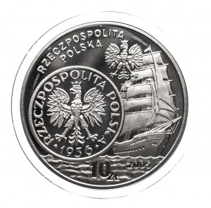 Pologne, République de Pologne depuis 1989, 10 zlotys 2005, Histoire du zloty - voilier de 5 zlotys 1936