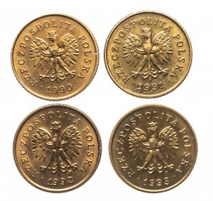 Polsko, Polská republika od roku 1989, sada 1 penny 1990-1993 (4 ks)