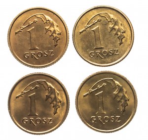 Polen, Republik Polen seit 1989, Satz zu 1 Pfennig 1990-1993 (4 Stück)