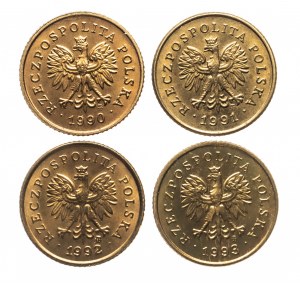 Poland, Republic of Poland since 1989, set of 1 penny 1990-1993 (4 pieces).