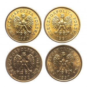 Pologne, République de Pologne depuis 1989, 2 penny set 1990-1997 (4 pièces)