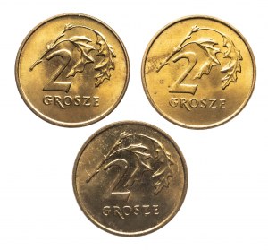 Polen, Republik Polen seit 1989, 2 Pfennigsatz 1990-1997 (3 Stück)