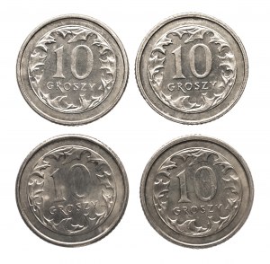 Polen, Republik Polen seit 1989, Satz mit 10 Pfennigen 1990-1993 (4 Stück)