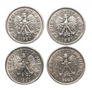 Poland, the Republic since 1989, set of 10 pennies 1990-1993 (4 pieces).