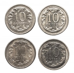 Poland, the Republic since 1989, set of 10 pennies 1990-1993 (4 pieces).