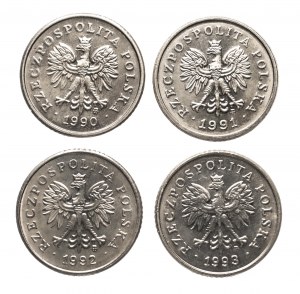 Pologne, République de Pologne depuis 1989, set de 10 pennies 1990-1993 (4 pcs.)