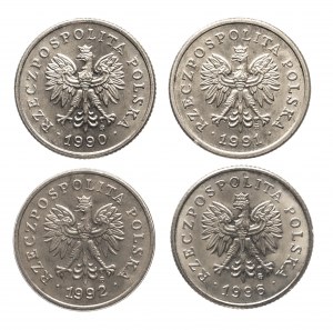 Pologne, République de Pologne depuis 1989, série de 20 pennies 1990-1996 (4 pièces).