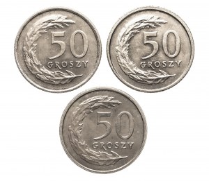 Poland, Republic of Poland since 1989, set of 50 pennies 1990-1992 (3 pieces).