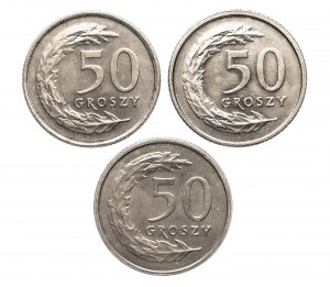 Polsko, Polská republika od roku 1989, sada 50 grošů 1990-1992 (3 ks)
