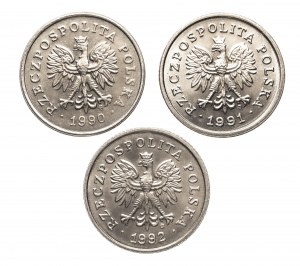 Polonia, Repubblica di Polonia dal 1989, set da 50 groszy 1990-1992 (3 pz.)