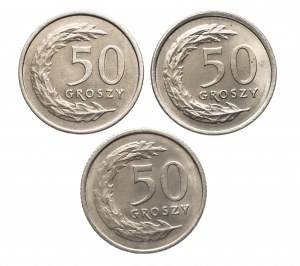 Pologne, République de Pologne depuis 1989, 50 groszy set 1990-1992 (3 pièces)