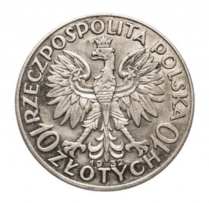 Polen, Zweite Republik (1918-1939), 10 Zloty 1932, Kopf einer Frau, London