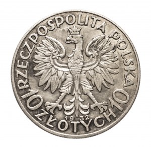 Polsko, Druhá republika (1918-1939), 10 zlotých 1932, Hlava ženy, Londýn