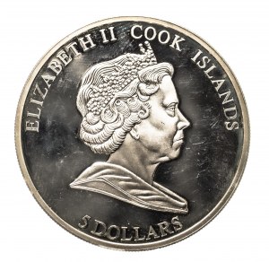 Îles Cook, $5, 80 ans du Vatican, argent fin