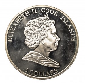 Cookove ostrovy, 5 USD, 80 rokov Vatikánu, striebro