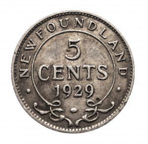 Kanada, Nowa Fundlandia, 5 centów 1929, srebro