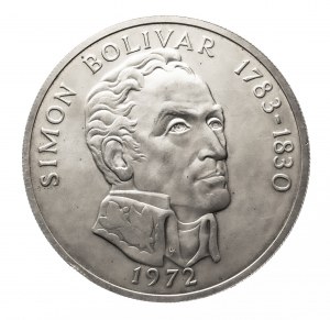 Panama, 20 balboa 1972, 100. výročie nezávislosti - Simon Bolívar, striebro, hmotnosť viac ako 4 oz.