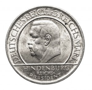 Niemcy, Republika Weimarska, 3 marki 1929 F, Przysięga Hindenburga, Stuttgart (1)