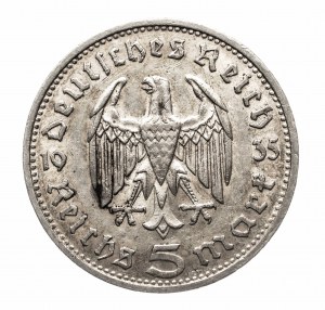 Deutschland, Drittes Reich (1933-1945), 5 Mark 1935 G, Hindenburg, Karlsruhe