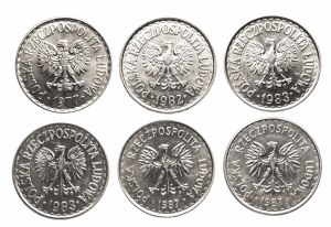 Polen, Volksrepublik Polen (1944-1989), Satz von 6 x 1 Zloty