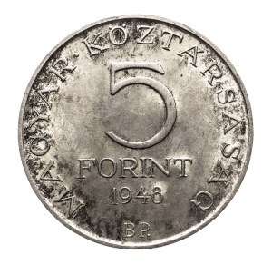 Węgry, 5 forintów 1947, Kossuth, srebro, Budapeszt