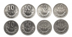 Polen, Volksrepublik Polen (1944-1989), Satz von 8 Münzen 10 Groszy 1985