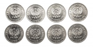 Polska, PRL (1944-1989), zestaw 8 monet 10 groszy 1985