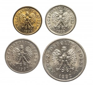 Polska, Rzeczpospolita od 1989 roku, zestaw czterech monet 1992, Warszawa