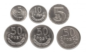 Polska, PRL (1944-1989), zestaw 6 monet
