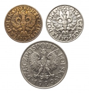 Pologne, Deuxième République polonaise (1918-1939), série de 3 pièces de 1,25 zloty