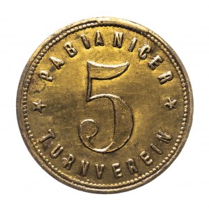 Polonia, gettone della Società Ginnastica con valore nominale 5, Pabianice