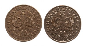 Pologne, Seconde République (1918-1939), série de 2 pennies 1936, 1937 Varsovie