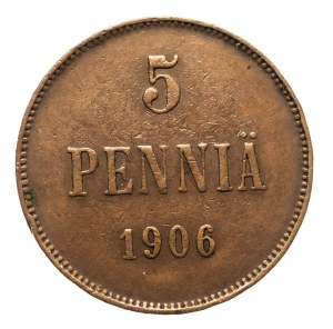 Finlande, Nicolas II (1895-1917), 5 pennies 1906