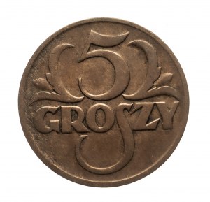Poland, Second Republic (1918-1939), 5 groszy 1928, Warsaw